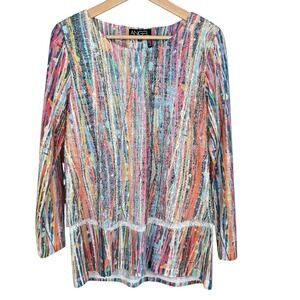 ANGEL Splattered‎ Paint Layered Tunic Top Roll-Tab Sleeves Sz M Wearable Art